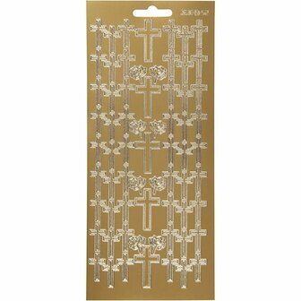 Stickers - Goud - Kruis - Religieuze Decoratie - DIY Scrapbooking Stickers - Zelfklevende Kaartenstickers - Hobby Decoratie Stickers - Afmetingen 10x23 cm