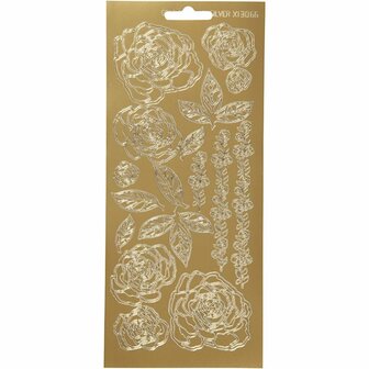 Stickers - goud - rozen - 10x23 cm