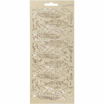 Stickers Goud - Veren Stickers - Zelfklevende Gouden Stickervellen - Creatieve DIY Versiering - Scrapbooking &amp; Hobbyprojecten - 10x23 cm