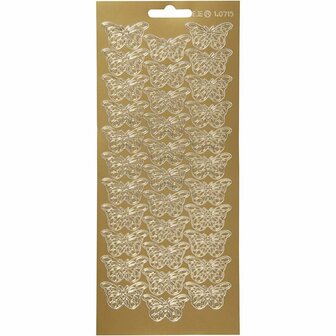 Stickers Goud - Vlinders Stickers - Feestelijke Zelfklevende Gouden Stickervellen - DIY Versiering - Kaarten Maken &amp; Scrapbooking - 10x23 cm - 1 Vel