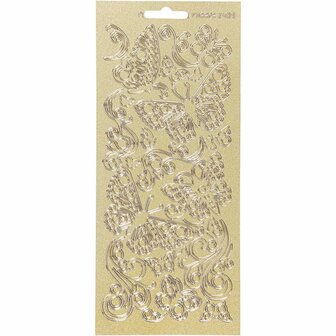 Stickers Goud - Vlinders Stickers - Gouden Feestelijke Stickervellen - Zelfklevende DIY Plakstickers - Scrapbooking &amp; Decoratie - 10x23 cm