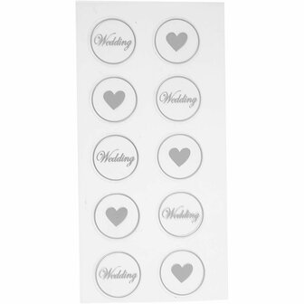Stickers - hart - zwart - bruiloft - 2 diverse vellen