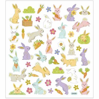 Stickers Paashaas - Zelfklevende Paas Stickers - DIY Versiering Met Paashaas Thema - Decoratie Voor Scrapbooking &amp; Kaarten - 15x16,5 cm