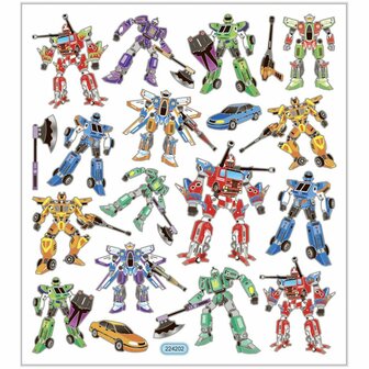 Transformers Stickers - Robot Superhelden Stickers - Zelfklevende Stickers In Rood, Groen, Blauw &amp; Geel - Perfect Voor Kinderkamers, Kaarten &amp; Schoolspullen - 17 Stickers Op 1 Vel