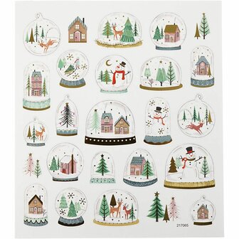 Sneeuwbollen Stickers - Winterse-Knutselstickers - DIY-Plakstickers - Kerstdecoratie - Scrapbooking - Feestelijke-Stickers - 15x16,5 cm - 1 Stickervel