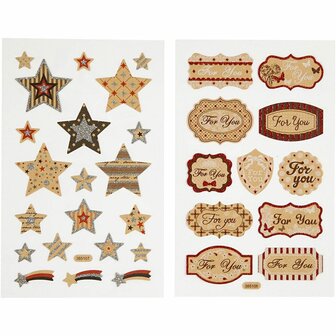 Stickers Sterren Labels - Zelfklevende Gouden Stickers - &#039;For You&#039; Labels Met Sterren - DIY Decoratie &amp; Scrapbooking - 10x16 cm - 4 Vel