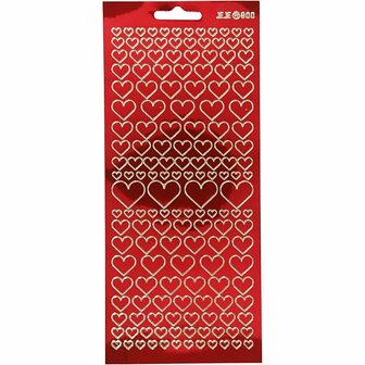 Stickers - Transparant Rood - Harten Stickers - Zelfklevende Scrapbooking Stickers - DIY Kaarten Decoratie - Minimalistische Stickers - Afmetingen 10x23 cm