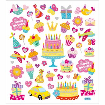 Stickers - verjaardag - 15x16,5 cm