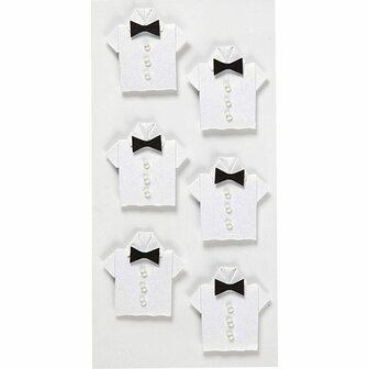 Stickers Wit - Overhemd Stickers - Zelfklevende Stickervellen Voor Mannen Thema - DIY Feestdecoratie - Scrapbooking &amp; Versiering - 33x35 mm - 6 Stuks