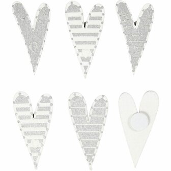 Stickers Zilver &amp; Wit - Lange Harten Stickers - Zelfklevende Plakstickers - Kerst &amp; Valentijn Thema - DIY Decoratie &amp; Scrapbooking - 8 Stuks