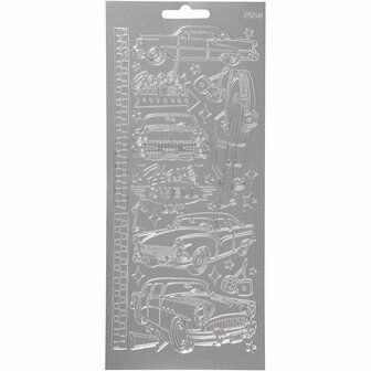 Stickers Zilver - Auto Stickers - Zelfklevende Voertuigen Stickervellen - DIY Plakstickers Voor Scrapbooking &amp; Kaarten Maken - 10x23 cm