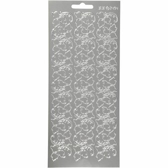 Stickers Zilver - Bladeren Stickers - Botanische Plakstickers - Zelfklevende Stickervellen Voor Scrapbooking &amp; Decoratie - 10x23 cm