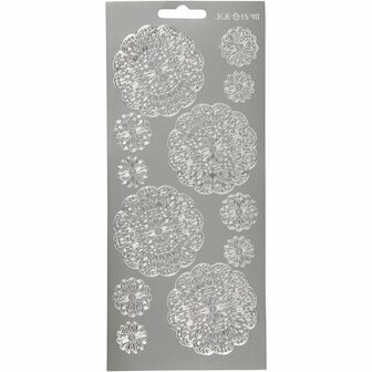 Stickers Zilver - Bloemen Stickers - Zelfklevende Plakstickers Met Bloemen Thema - DIY Kaarten Maken &amp; Scrapbooking Decoratie - 10x23 cm