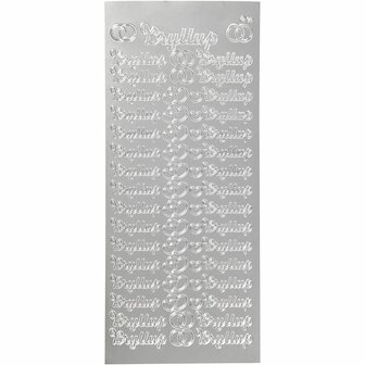 Stickers Zilver - Bryllup Stickers - Zelfklevende Stickervellen Voor Bruiloft &amp; Huwelijk - DIY Decoratie Voor Scrapbooking &amp; Feestelijke Versiering - 10x23 cm