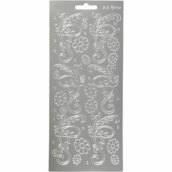 Stickers Zilver - Deco Bladeren Stickers - Zelfklevende Botanische Stickervellen - DIY Scrapbooking &amp; Decoratie Voor Kaarten Maken - 10x23 cm