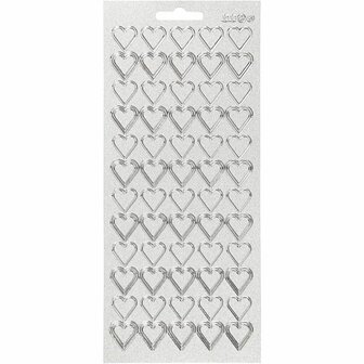Stickers Zilver - Harten Stickers - Romantische Zelfklevende Stickervellen - DIY Kaarten Maken &amp; Scrapbooking Decoratie - 10x23 cm