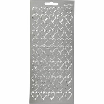 Stickers Zilver - Harten Stickers - Goudkleurige Harten Stickervellen - Zelfklevende Plakstickers Voor Feestelijke DIY Versiering - 10x23 cm