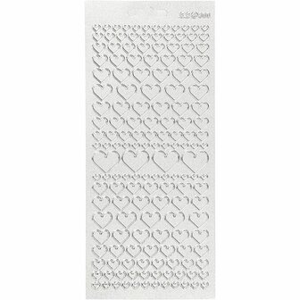 Stickers Zilver - Harten Stickers - Zelfklevende Plakstickers Voor Valentijn &amp; Feestelijke Decoratie - DIY Knutselen &amp; Scrapbooking - 10x23 cm