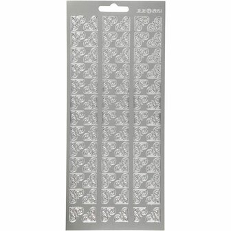 Stickers Zilver - Hoeken Stickervel - Zelfklevende Decoratieve Stickers - DIY Kaarten Maken &amp; Scrapbooking Versiering - 10x23 cm