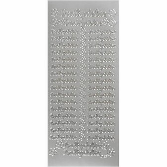 Stickers Zilver - Indbydelse Stickers - Uitnodiging Stickervellen - Zelfklevende Feestelijke Plakstickers - DIY Feestdecoratie &amp; Scrapbooking - 10x23 cm