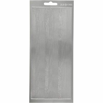 Stickers Zilver - Randen Stickervel - DIY Plakstickers Voor Kaarten Maken &amp; Scrapbooking - Feestelijke Versiering - 10x23 cm