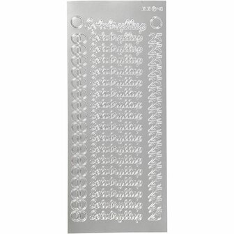 Stickers Zilver - S&oslash;lvbryllup Stickervel - Zelfklevende Stickers Voor 25-Jarig Huwelijk - DIY Feestdecoratie &amp; Scrapbooking - 10x23 cm
