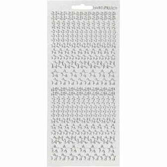 Stickers Zilver - Sterren Stickers - Feestelijke Zelfklevende Stickervellen - DIY Decoratie Voor Scrapbooking &amp; Kaarten Maken - 10x23 cm