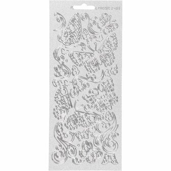 Stickers Zilver - Vlinders Stickers - Romantische Zelfklevende Stickervellen - DIY Decoratie Voor Kaarten &amp; Knutselen - 10x23 cm