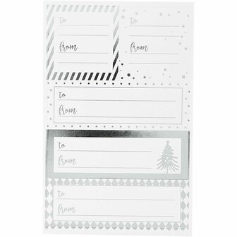 Stickers Zilver - Wit Stickervel - Luxe Zelfklevende Stickervellen - DIY Creatieve Versiering &amp; Kaarten Maken - 42x39+84x29 mm - Vivi Gade
