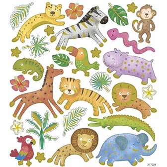 Stickers - Wilde Dieren Stickervel - DIY Plakstickers - Creatieve Hobby Stickers - Formaat 15x16,5 cm - Safari Thema - Decoratieve Stickers - Dieren Knutselen