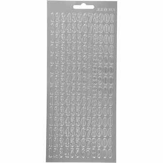 Stickers Zilver Cijfers - Zelfklevende Stickervellen Met Zilveren Cijfers - DIY Decoratie Voor Kaarten, Scrapbooking &amp; Feestelijke Projecten - 10x23 cm - 1 Vel