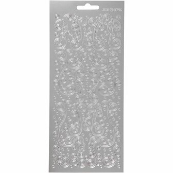 Stickers Zilver Swirl - Zelfklevende Foliestickers Met Swirl Design - DIY Decoratie Voor Knutselen, Scrapbooking &amp; Kaarten - 10x23 cm - 1 Vel