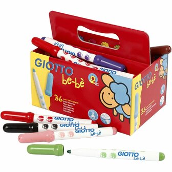 Stiften Diverse Kleuren - Viltstiften - Kleurstiften - Tekenstiften - Kinderstiften - Stiften Met Dikke Punt - Waterbasis - Zeer Kindvriendelijke Stiften - Lijndikte 3mm - Be-B&egrave; - 36 stuks