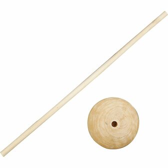 Mini Houten Standaard - Houten Staafje Op Voet - Decoratiestandaard voor Kleine Projecten - DIY Standaard - Hoogte 30cm - Diameter 6,5cm - 5 Setjes