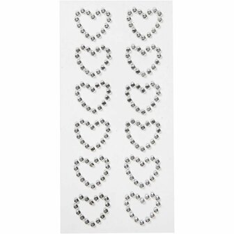 Zelfklevende Strasstenen Harten - Strass Hartjes - Plak Strass - Knutsel &amp; Decoratie - Sieraden Versieren - Strass Stickers - DIY Scrapbooking - Zilver - 23x21 mm - 12 Stuks