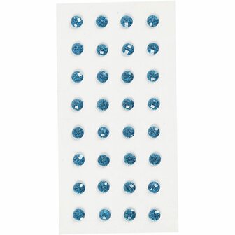 Strasstenen - Home deco - Kunststof - Blauw - 0,08cm - Happy Moments - 32 Stuks