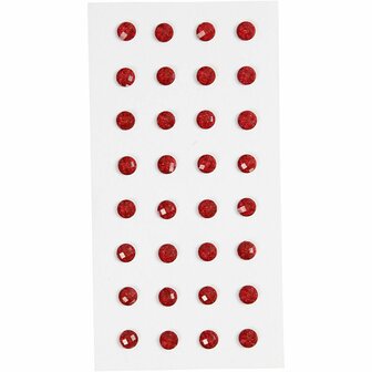 Strasstenen - Home deco - Kunststof - Rood - 0,08cm - Happy Moments - 32 Stuks