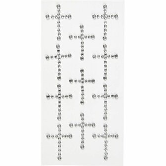 Strasstenen Kruis Zilver - Zelfklevende Strasstenen - DIY Kruisvormige Strasstenen - Zilveren Decoratieve Strasstenen - 35x25 mm - 11 Stuks