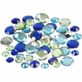 Strasstenen - Blauw/Groen Harmonie - Ronde Facet Strasstenen Mix - DIY Sieraden en Kaarten Maken - 6+9+12 mm - 360 Stuks
