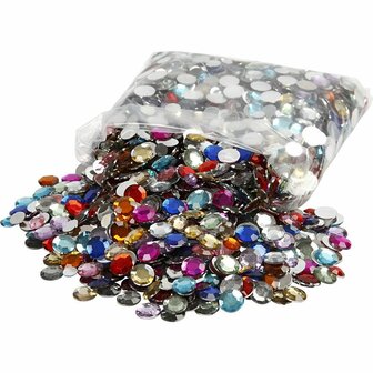 Strasstenen mix - Facet geslepen acryl kralen - Ronde vorm in diverse kleuren - Maten 6, 9 en 12 mm - Set van 3600 stuks