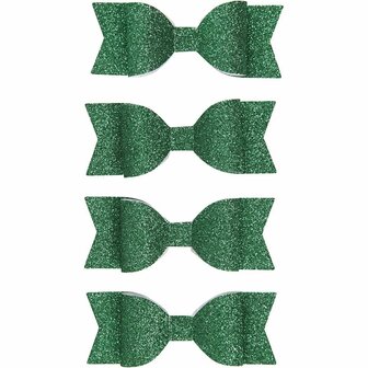 Strikken, groen glitter, afm 31x85 mm, 4 stuk/ 1 doos