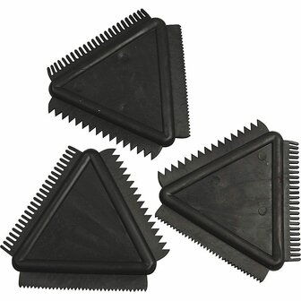 Structuurkam Set - Zwarte Rubber Textuur Kammen - Voor Knutselwerk en Decoratie - Afmeting 9 cm - Set van 3 Stuks