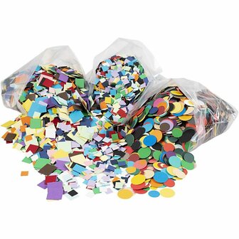 Karton Moza&iuml;ek Stukjes Diverse Kleuren - Afmetingen 10x10mm, 15x15mm, 20x20mm - 8x180g - 1 Doos voor DIY en Knutselen
