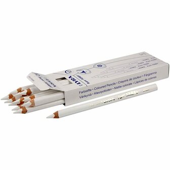 Super Ferby 1 Kleurpotloden - Hoogwaardige Witte Kleurpotloden - L: 18 cm - Dikte 6,25 mm - Set van 12 Stuks