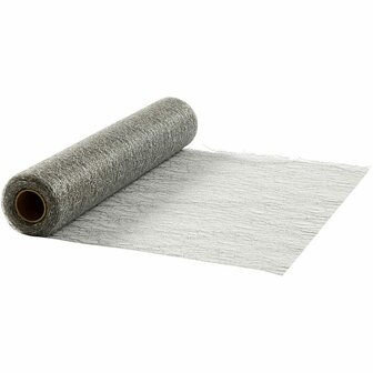 Tafelloper - Lang Tafelkleed - Smal Tafelkleed - Zilveren Tafelloper - Tafeltextiel Zilver - Feestelijk - Luxe Tafeltextiel - Elegante Tafeldecoratie - Happy Moments - 100% Polyester - 30cm x 10 mtr