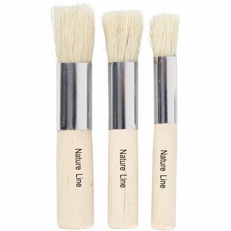 Tamponeerkwasten - Ronde Kwasten Voor Textiel En Houtbewerking - Lengte: 10 cm - Diameter: 11+14+17 mm - Set van 3 Stuks - Stempelkwasten - Hobby Penselen - Textielbewerking