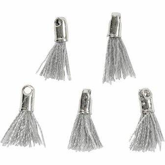 Tassel - Grijs Tassel - 10 mm - 1 mm Gatgrootte - 5 Stuks - Voor Sieraden en Decoratie