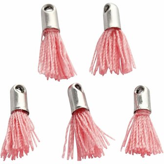 Tassel, lichtrood, L: 10 mm, gatgrootte 1 mm, 5 stuk