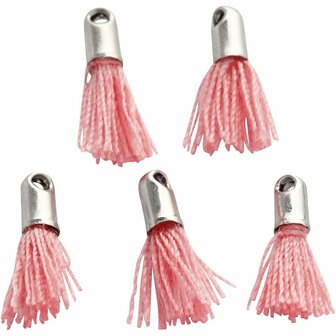 Tassel, lichtrood, L: 10 mm, gatgrootte 1 mm, 5 stuk/ 1 doos