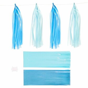Tassels, blauw, lichtblauw, afm 12x35 cm, 14 gr, 12 stuk/ 1 doos